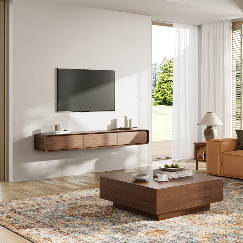 Crédence de rangement flottante l 78,74 po, Brun