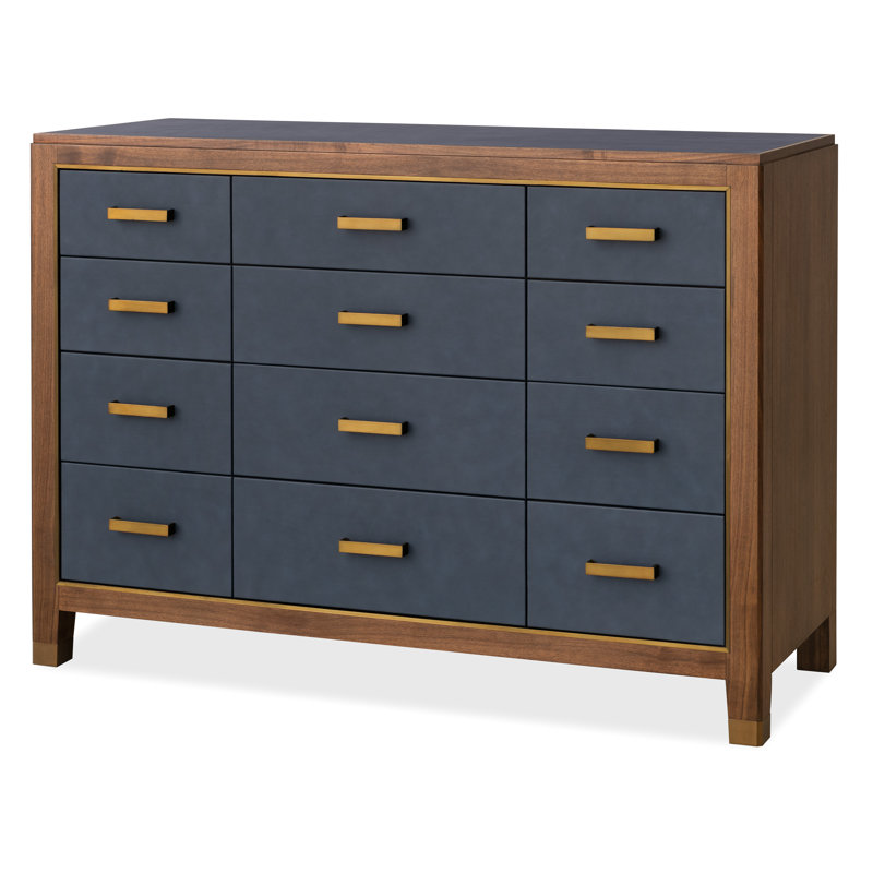 Melange Geneva Accent Drawer Chest, Brown/Blue