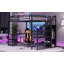 Lit mezzanine en métal avec garde-robe, lumière DEL et bureau en L, parfait pour les enfants, les adolescents et les adultes, conception peu encombrante-748214384-748214389