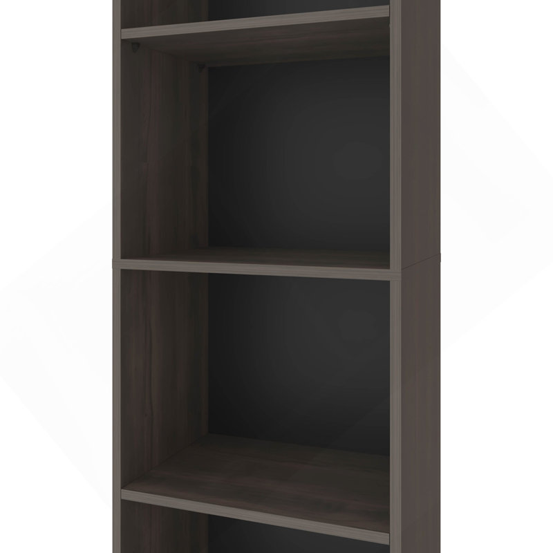 Stained Walnut Bookcase With Open Storage And 5 Shelves, (5 Shelves) 71.7"H x 17.8"W x 11.8"D