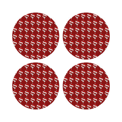 Xmas Ornament Vegan Leather Round Pebble Placemat