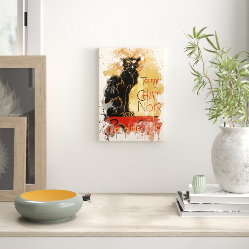 Chat Noir Cat Painting on Canvas - Wrapped Canvas, 50cm H x 35cm W