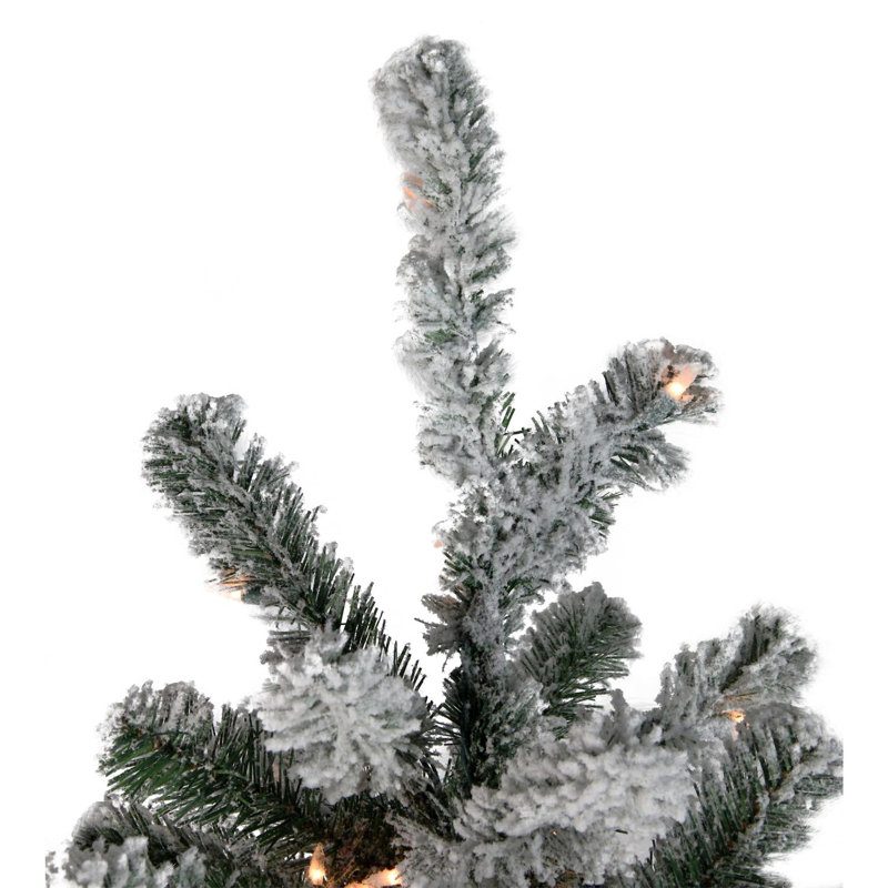 Arbre de Noël artificiel émaillé naturel enneigé 6,5 pi avec lumières claires, H 7,5 pi