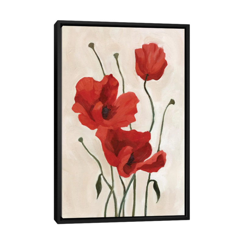 «Poppy Bouquet II», reproduction sur toile, H 26 po x l 18 po x P 1,5 po, Toile encadrée noire, Pas de tapis