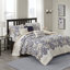 Courtepointe réversible avec coussins, bleu marine / brun clair / grand. Mise à jour de la courtepointe à motif cachemire 100% microfibre. Revers beige. 1 2 taies décoratives, 3 coussins décoratifs. Lavable à la machine, bleu marine / brun clair, motif, surpiqué.