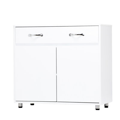 Two Door Side Table - White: Storage Cabinet For Different Areas. Superior Painting & E1 . Simple Yet Attractive Design. Assembly Required With Directions. Safe Legs. Rounded Edge And Smooth Corner