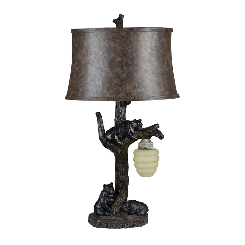 33" Resin Table Lamp With Brown Shade