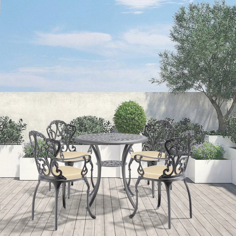 Ensemble de meubles de patio en aluminium coulé avec coussins, 4