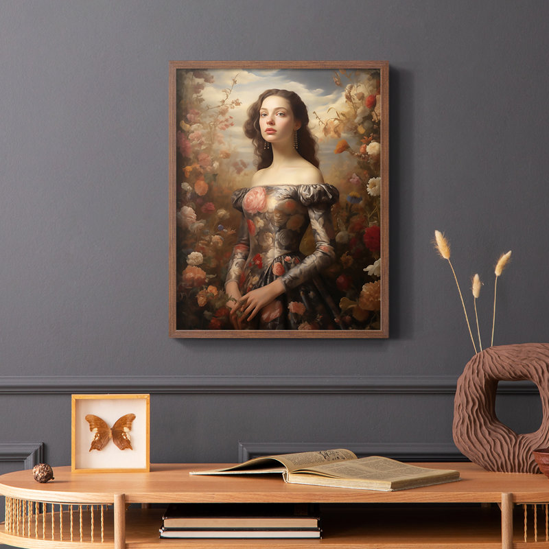 WOMEN Series DV - reproduction encadrée de qualité supérieure - prête à être accrochée - aucun clou requis, Noyer