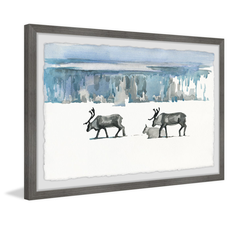 «Caribou Trek», reproduction encadrée, H 20 po x l 30 po x P 1,5 po