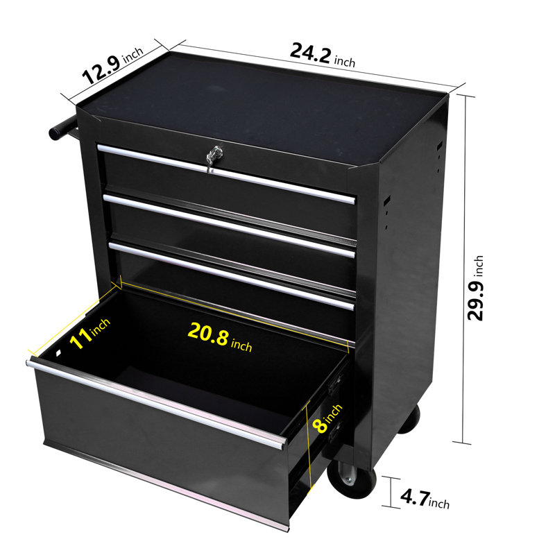 Armoire à outils verrouillable à 4 roulettes