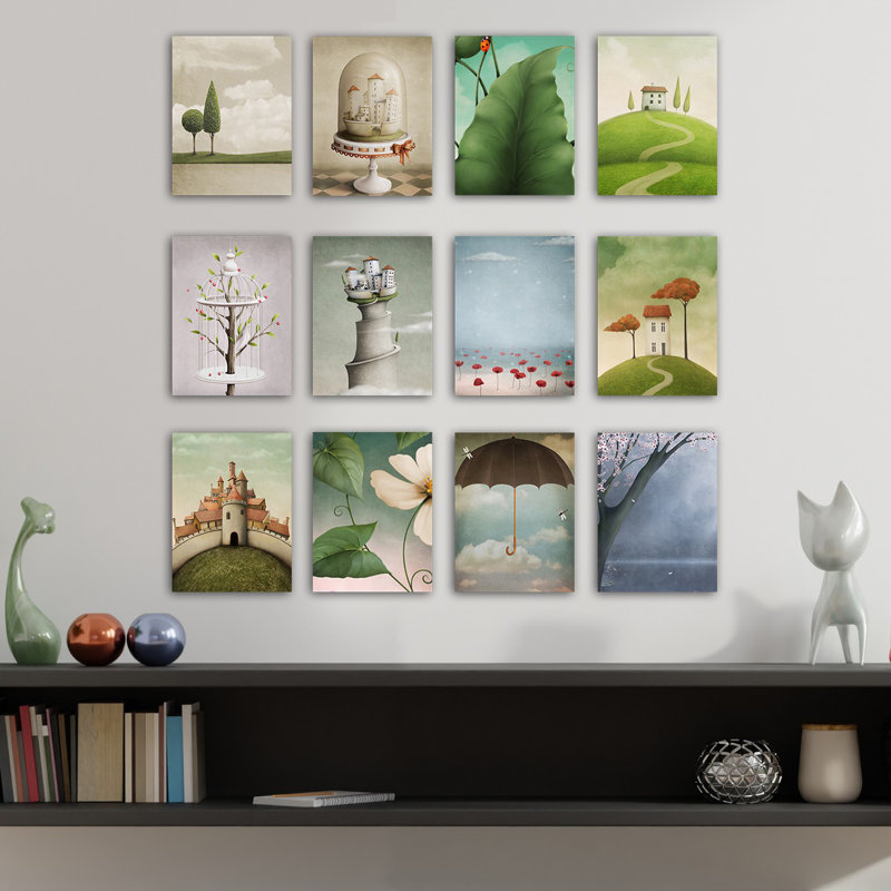 Superbe ensemble de peinture décorative en panneau de fibres à densité moyenne (12 pièces), 7,9 x 5,9 pouces chacune | 100% panneau de fibres à densité moyenne, épaisseur: 0,1 po | Parfait pour la décoration intérieure, le salon et le bureau, les conceptions uniques de l'artiste Anonyme