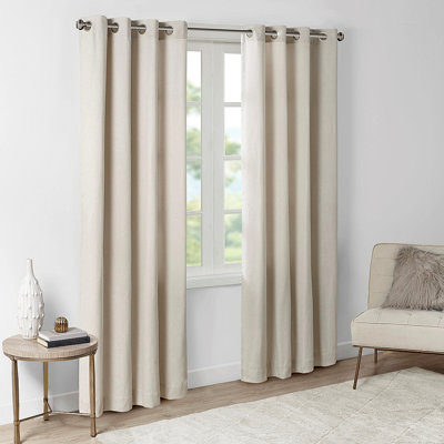 Plaid Rod Pocket and Back Tab Curtain Panel with Fleece Lining 50x84"