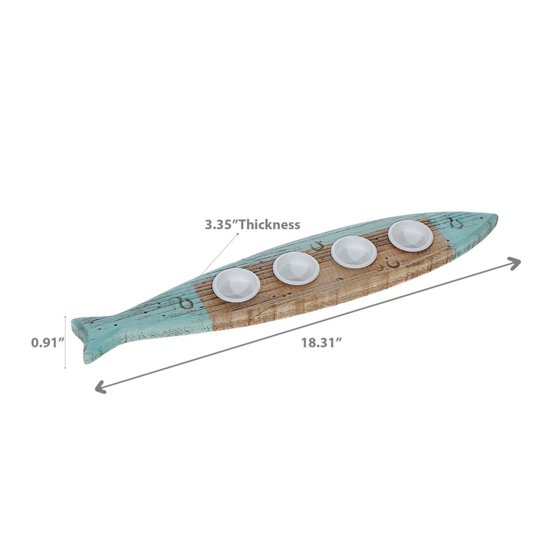 Poisson avec 3 bougeoirs, H 2 po x l 5 po x P 12 po