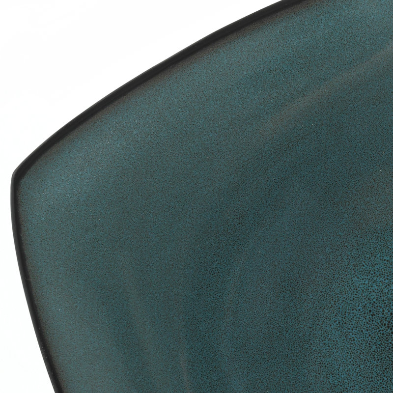 Teal and Black Square Porcelain Dinnerware Set, Service for 4