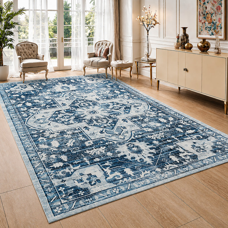 Traditional Shiraz Cashmere-Feel Area Rug & Runner, Non-Slip Washable Living Room Carpet, Rectangle 160 x 230 cm