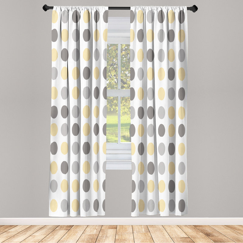 Microfiber Semi Sheer Curtain Pair, Pale Yellow, 28" W x 84" L