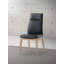 Chaise d'appoint Raquan en cuir noir et finition noyer (ensemble de 2)