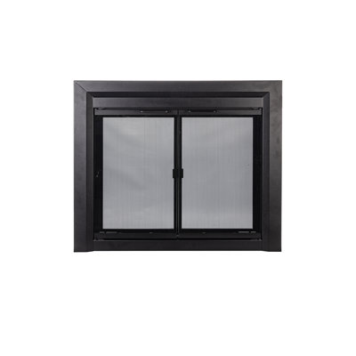 Chadwick Black Cabinet-Style Fireplace Glass Door - Large