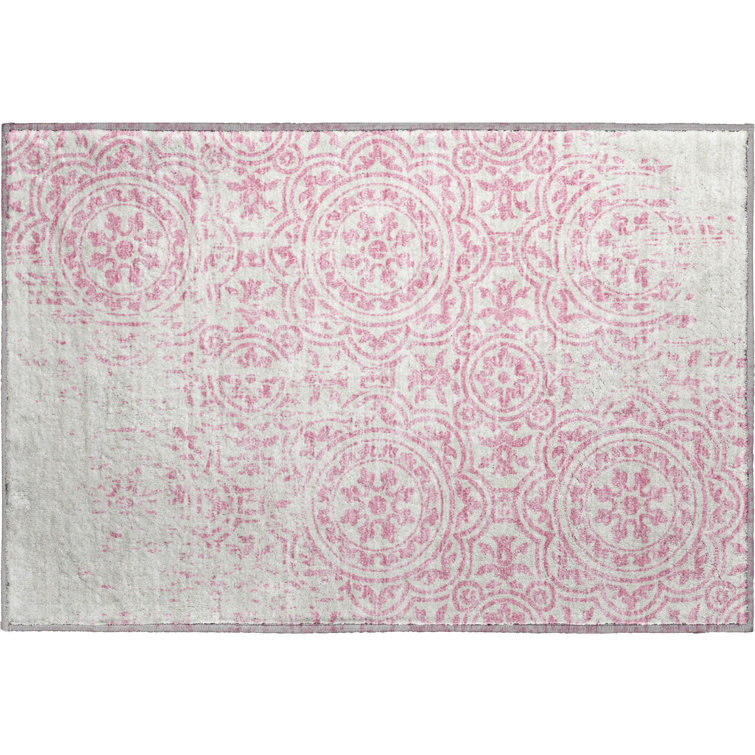 Premium Machine Washable Prisco Pink Rug