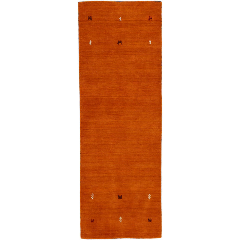 Handwoven Wool Gabbeh Uni Orange Rug, Runner 60 x 180cm