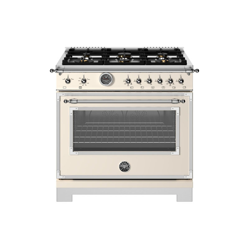 Bertazzoni 35.88'' W Natural Gas Free Standing Range, Ivory