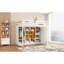 Lit mezzanine simple en bois avec garde-robe, tablettes et armoire-873045310-873045309