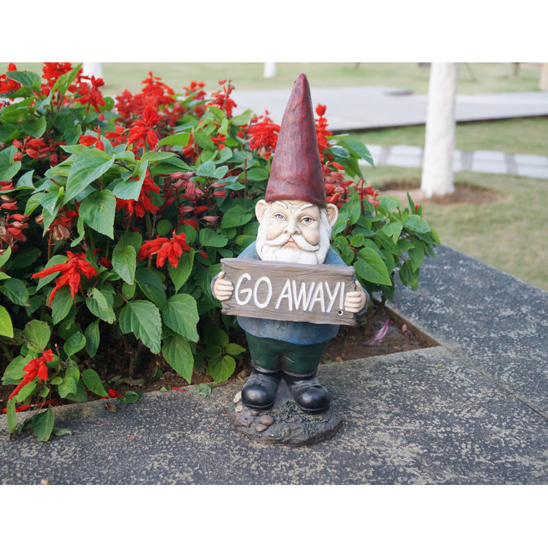 GNOME HOLDING GO AWAY SIGN