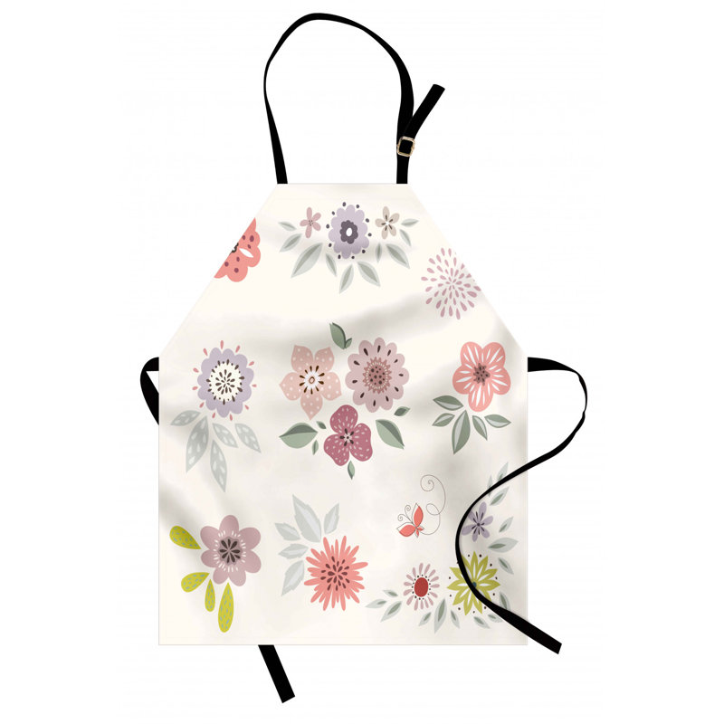 Feuilles de fleurs et tablier papillons