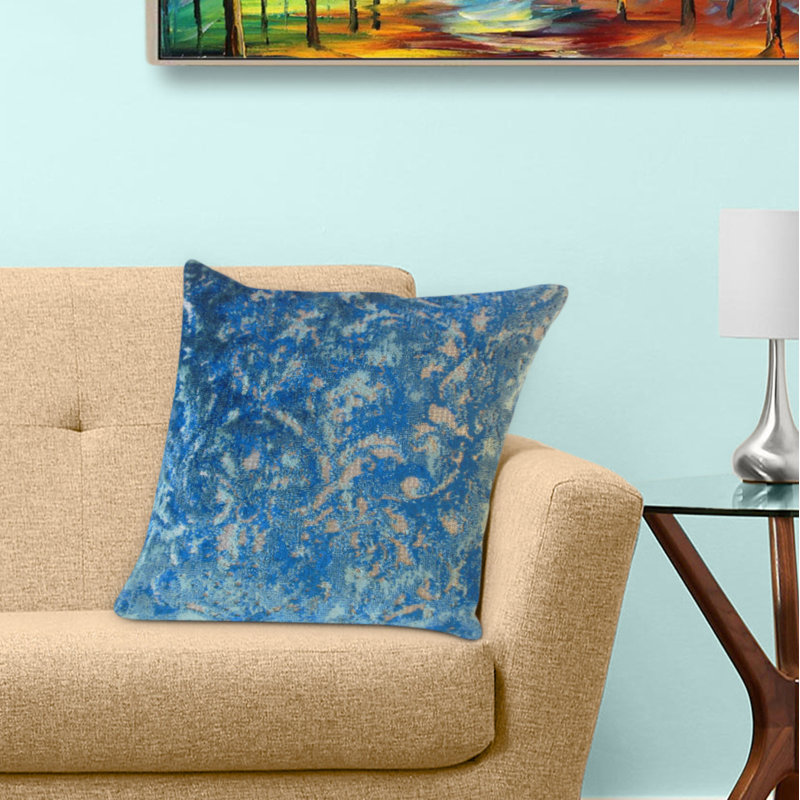 Coussin Ladonna, 20 po x 20 po, Bleu, Coussin décoratif