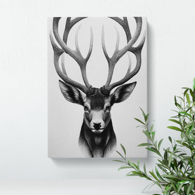 Monochrome Stag No.5 - Wrapped Canvas Print