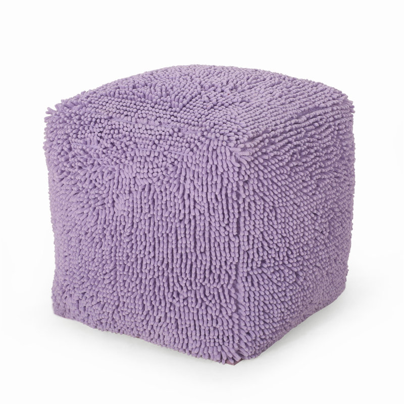 Landgrove Upholstered Pouf, Orange Microfiber
