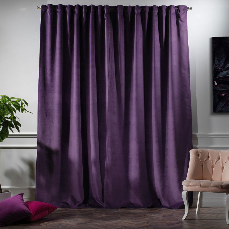 Panneau simple décoratif extra large en velours mat sur mesure, L 100 po x L 264 po, 49 Mauve Rebecca