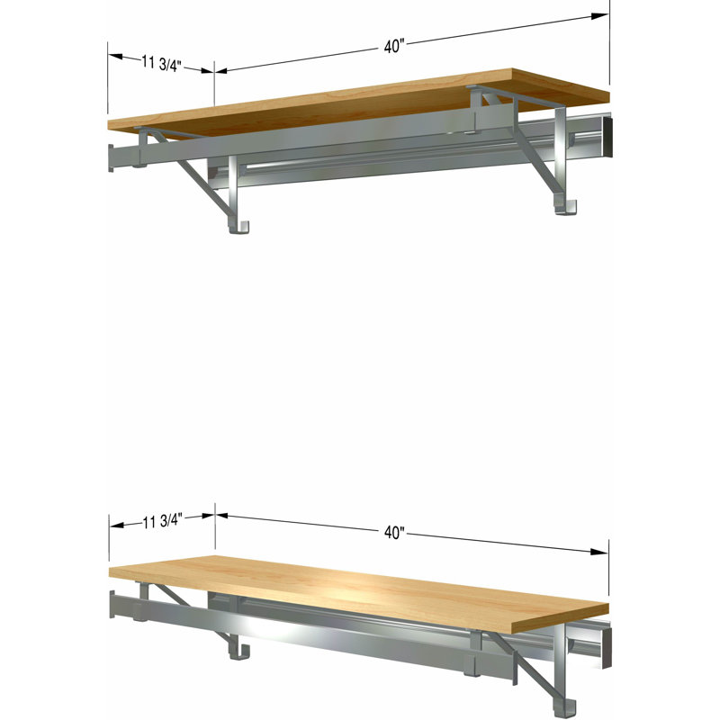 Système d'organisation avec barres à vêtements et deux tablettes, Érable, H 8,5 po x l 40 po x P 11,75 po