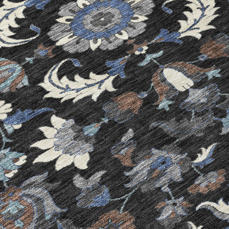 Machine Washable Indoor/Outdoor Chantille ACN2473 Global Rug, 1'8" x 2'6", Black