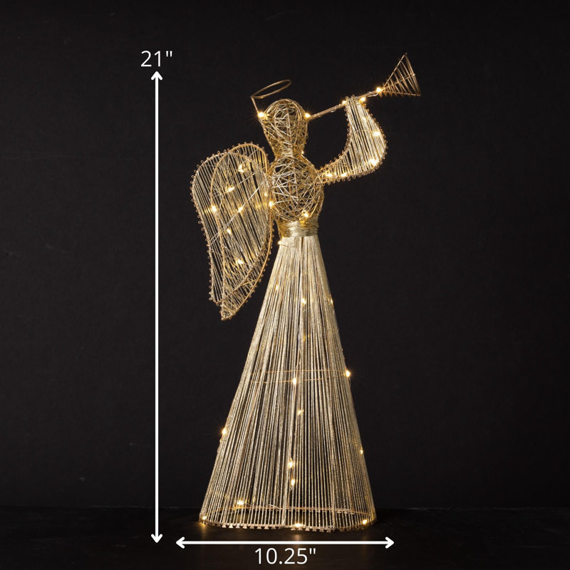 Grand ange illuminé argenté 21 "Christmas, Or