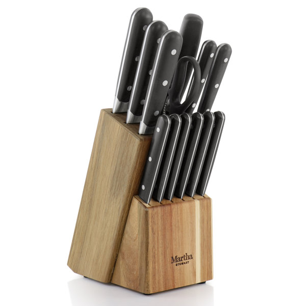 Martha Stewart Ergonomic Stainless Steel 14 Pc Wood Block Cutlery
