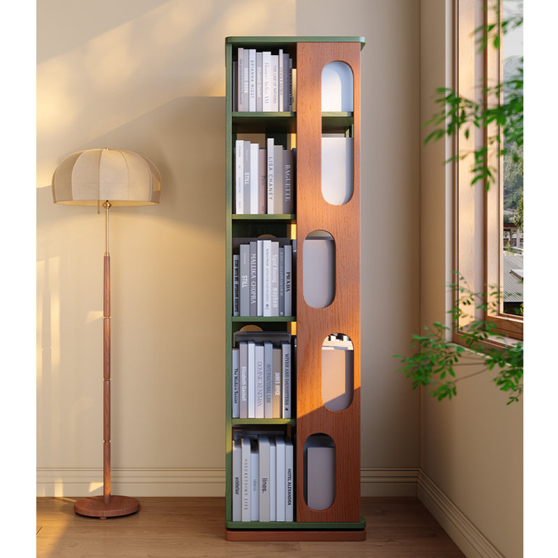 Bibliothèque tournante de style français, (5 tablettes) H 61,81 po x l 17,32 po x P 17,32 po