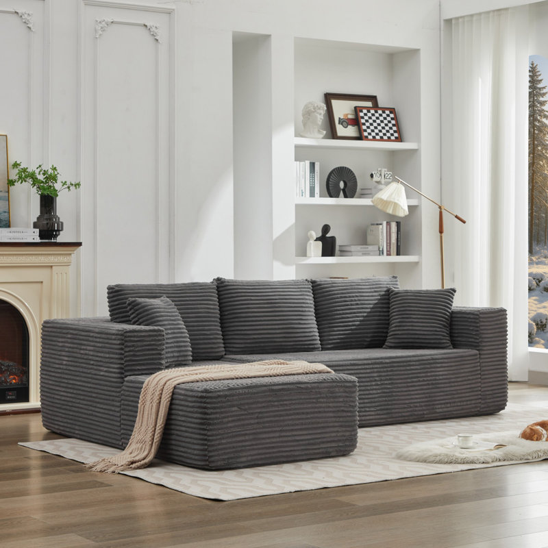 Canapé en L Ultimate Comfort en velours côtelé au design moderne pour des espaces de vie polyvalents