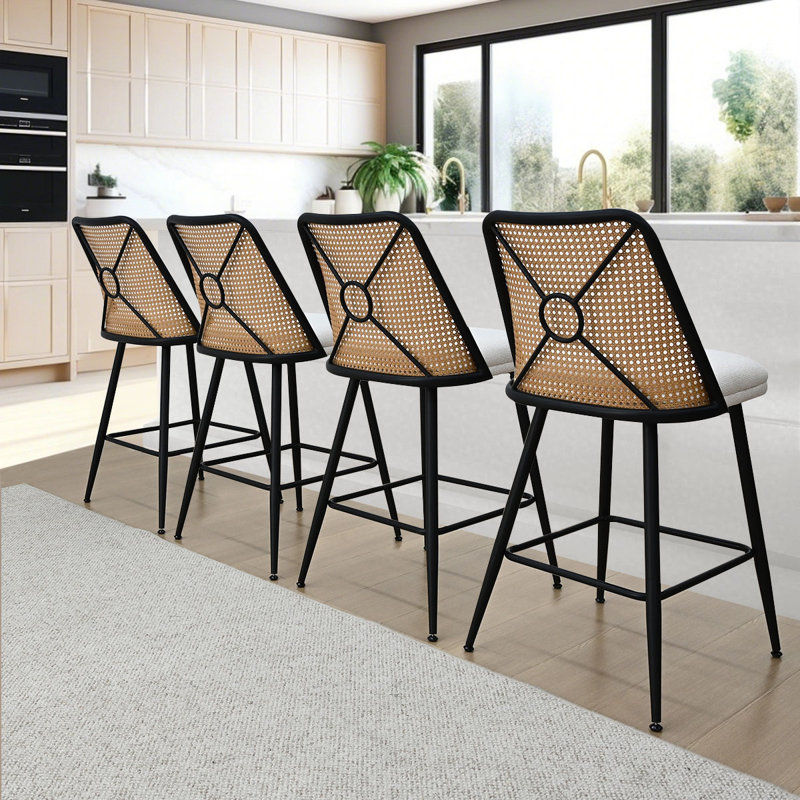 Tabouret de comptoir rembourré en rotin 26,5 po