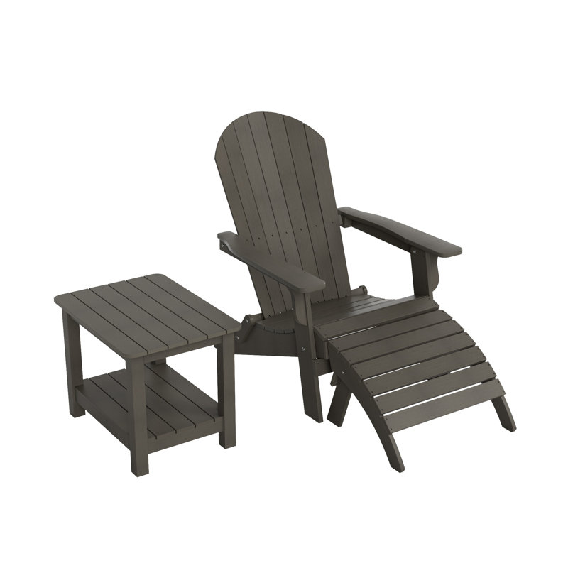Arrlo Foldable Outdoor Adirondack Chair, Charcoal Gray