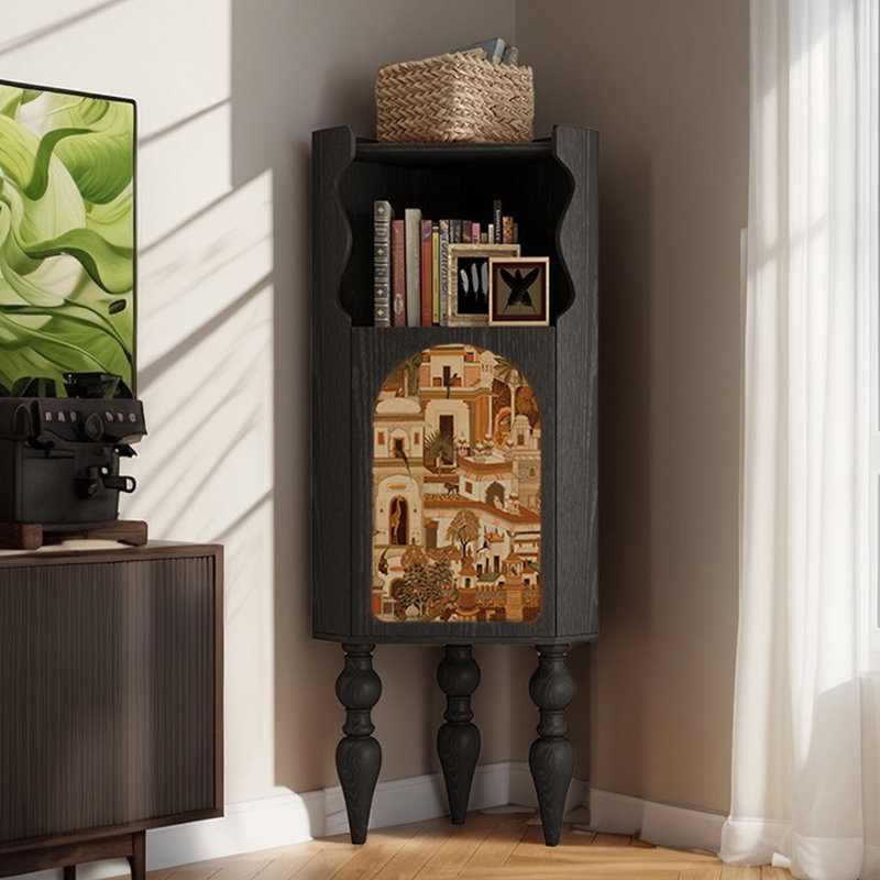 Bibliothèque de coin moderne et polyvalente pour le salon, Noir, noir, noir, noir