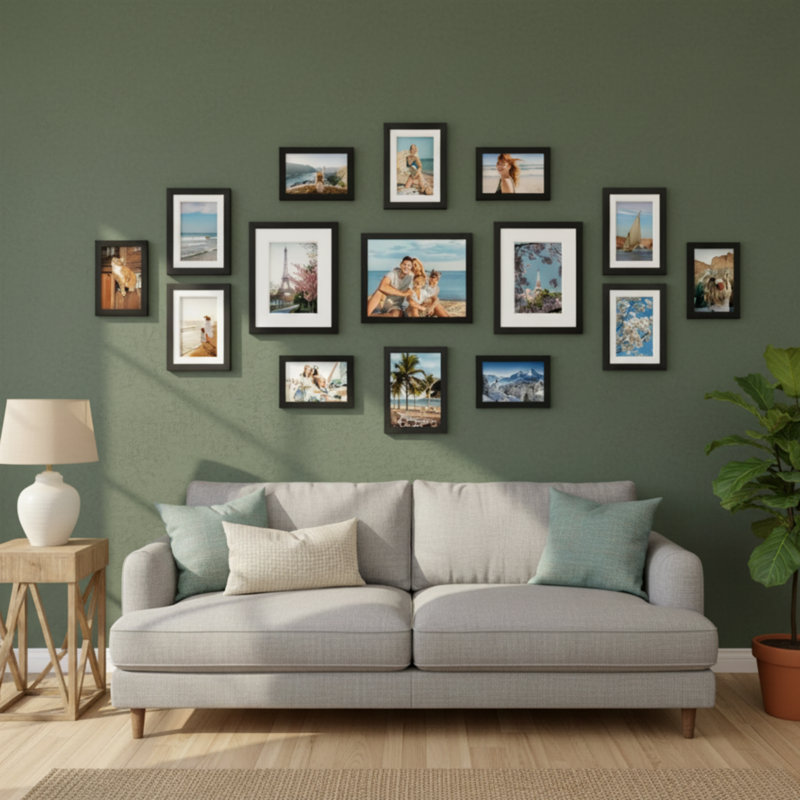 Family Gallery Picture Frame Set (15 Pieces, Black) Includes Multiple Sizes: 8×10/5×7/4×6 Inches, Suitable For Both Wall And Tabletop Use.