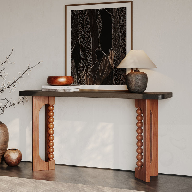 Console en bois avec pieds sphériques