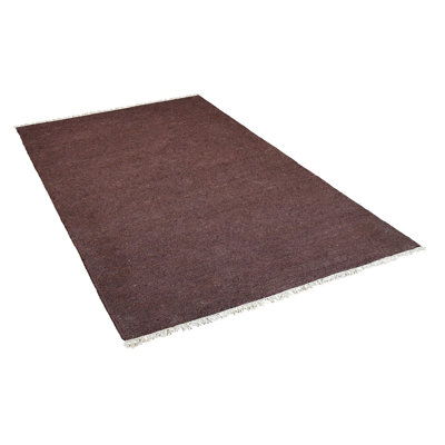 Hand Woven Solid Brown Cotton & Polyester Rectangle Indoor Area Rug