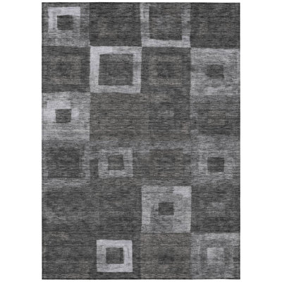 Cora Black Washable Indoor-Outdoor Rug - 