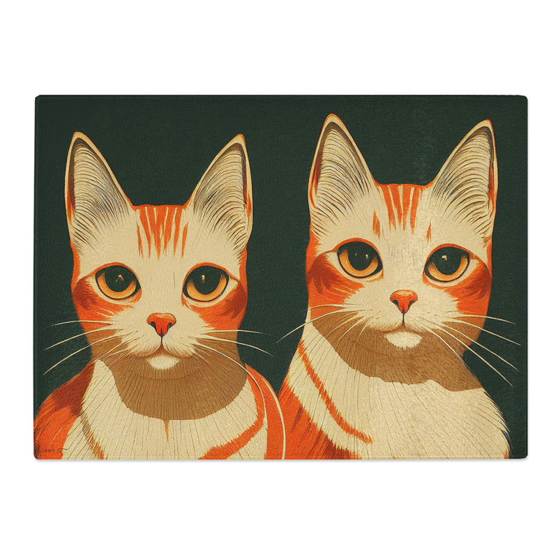 Two Art Deco Cats Vol.1  Glass Chopping Board