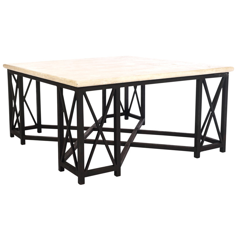Istanbul Cross Legs Coffee Table, 18.5" H x 40" L x 40" W, Antique Black
