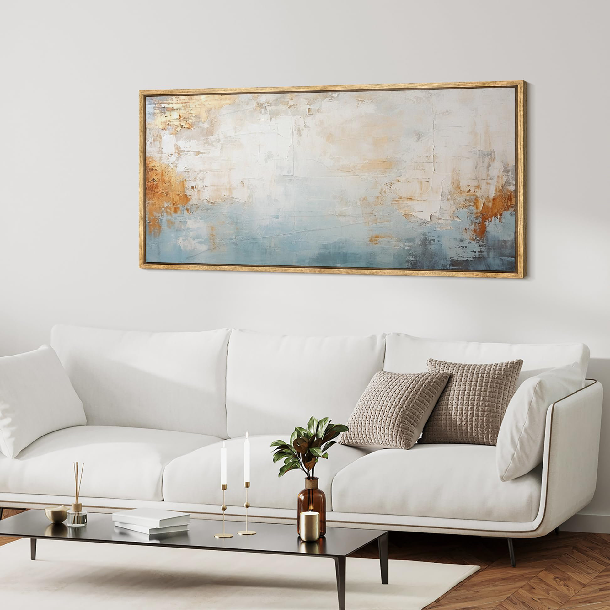IDEA4WALL Minimal Landscape Elegant Blue Brown Abstract | Wayfair, image size:1944x1944