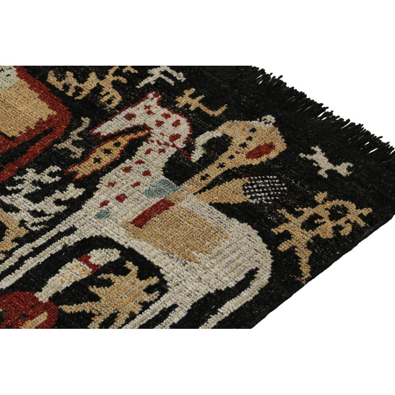 Tribal Rug In Black, Red And White Pictorial Pattern By Rug & Kilim, Rectangle 8' x 10'